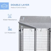 PawHut Outdoor Dog Kennel with Roof, 4' x 4' x 6' Heavy Duty Welded Wire Dog Playpen Enclosure with Lock, UV-Resistant & Water-Resistant Cover, for Medium Dogs, Chickens, Ducks, Silver(m-5)