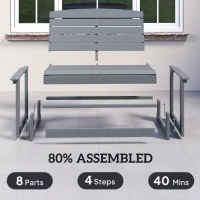 Outsunny Patio Glider Bench w/ HDPE Slatted Double Rocking Chair, Distressed Gray(m-9)