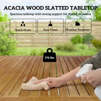 Outsunny Outdoor Dining Set for 4, Patio Table and Chairs Set with 59" Rectangle Acacia Wood Table and 352 LBS Stackable Chairs(m-4)