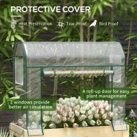 Outsunny Raised Garden Bed with Plastic Greenhouse Cover Outdoor Planter Box for Herbs and Vegetables, 45x24x65 inch Natural(m-4)