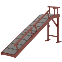 PawHut Wooden Dog Ramp with Removable Guardrails, Non-Slip Surface, 70.5" Long, Brown(m-1)