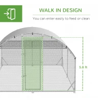PawHut Large Chicken Coop Metal Chicken Run for Chickens with Waterproof and Anti-UV Cover, Dome Shaped Walk in Fence Cage Hen House for Outdoor and Yard Farm Use, 1" Dia, 12.5' x 9.2' x 6.4'(m-5)