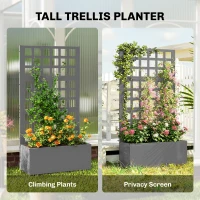 Outsunny Galvanized Raised Garden Bed Planter Box with Trellis for Climbing Plants, Vegetable, Vines, 24" x 9" x 44.5", Gray(m-5)