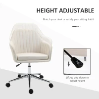 Vinsetto Mid-Back Task Chair, Fabric Home Office Chair, Swivel Desk Chair with Tub Shape Design & Lined Pattern Back for Living Room, Bedroom, Beige(m-4)