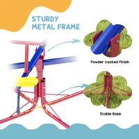 Outsunny Kids Seesaw Swivel Teeter Totter with 360° Spinning, 4 Seater Seesaw Outdoor Playground Equipment for Backyard, Boys and Girls Aged 3-8 Years Old(m-7)