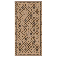Outsunny Reversible Outdoor Rug, Waterproof Plastic Straw with Carry Bag, 9' x 18', Black & Brown Rhombus(m-1)