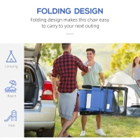 Outsunny Set of 4 Folding Patio Chairs, Camping Chairs with Adjustable Sling Back, Removable Headrest, Armrest for Garden, Backyard, Lawn, Blue(m-4)