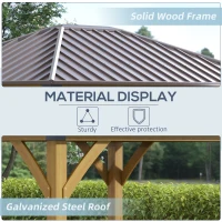 Outsunny 10' x 12' Hardtop Gazebo with Galvanized Steel Roof, Wooden Frame, Permanent Pavilion Outdoor Gazebo Canopy, for Patio, Garden, Backyard, Deck, Lawn, Brown(m-4)
