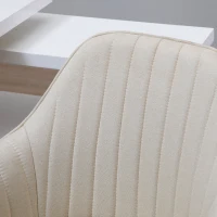 Vinsetto Mid-Back Task Chair, Fabric Home Office Chair, Swivel Desk Chair with Tub Shape Design & Lined Pattern Back for Living Room, Bedroom, Beige(m-9)