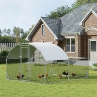 PawHut Large Chicken Coop Metal Chicken Run for Chickens with Waterproof and Anti-UV Cover, Dome Shaped Walk in Fence Cage Hen House for Outdoor and Yard Farm Use, 1" Dia, 12.5' x 9.2' x 6.4'(m-2)