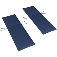 Outsunny Foldable Chaise Lounge Cushion Set of 2, Outdoor Lounge Chair Cushion Set, UPF50+ 200gsm Fabric, 76" x 23", Navy Blue(m-1)