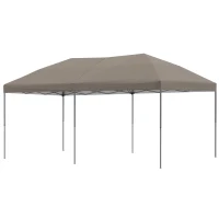 Outsunny 10' x 20' Pop Up Canopy Tent with Steel Frame, 3-Level Adjustable Height and Storage Bag, Instant Sun Shelter Event Tent for Patio Backyard and Garden, Brown(m-11)