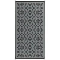 Outsunny Reversible Outdoor Rug, Waterproof Plastic Straw with Carry Bag, 9' x 18', Black & Gray Lantern(m-1)