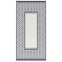 Outsunny Reversible Outdoor Rug, Waterproof Plastic Straw with Carry Bag, 9' x 18', Blue & White Gourd Border(m-1)