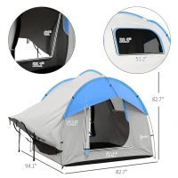 Outsunny 2000mm Waterproof SUV Tent, Car Tent with 3 Doors and Mesh Window, for 5-6 Person Camping Travel, Gray and Blue(m-3)