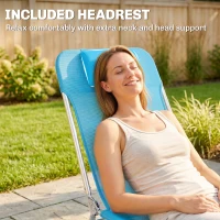Outsunny 2 Piece Folding Chaise Lounge Chairs, Pool Sun Tanning Chairs with Reclining Back, Breathable Mesh Seat, Headrest, Blue(m-8)