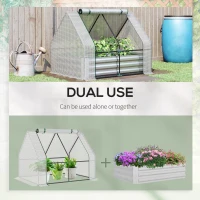Outsunny 6 x 3 x 1ft Metal Planter Box with Mini Greenhouse, Galvanized Raised Garden Bed with Cover for Herbs and Vegetables, Small Greenhouse for Patio Garden Balcony, Clear and Silver(m-4)