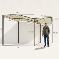 Outsunny 10' x 8' Outdoor Pergola and Patio Gazebo, Extendable Side Awning, Sun Shade Shelter for Garden, Camper, Deck, Doors and Windows, Beige(m-3)
