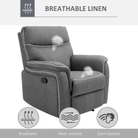 HOMCOM Manual Recliner Armchair with Thick Padded Headrest, Back and Footrest and Adjustable 150 Degree Angle, Grey(m-6)