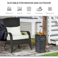 Outsunny Wicker Adirondack Chair, Outdoor All-Weather Rattan Fire Pit Chair w/ Soft Cushions, Tall Curved Backrest, Cream White(m-7)