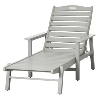 Outsunny Outdoor Chaise Lounge Chair, Heavy-Duty Plastic HDPE Pool Furniture with 5 Positions Reclining Backrest & Aluminum Frame for Beach, Tanning, Poolside, Patio, Light Gray(m-11)