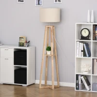 HOMCOM Modern Floor Lamp, Standing Lamp with Drum Lampshade, Foot Switch for Living Room, Bedroom, Office(m-2)