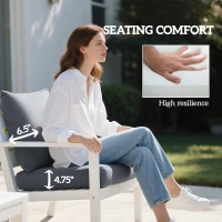 Outsunny Patio Chair Cushions Set of 2 with Seat & Backrest, Fade Resistant Seat Replacement Cushion Set, Gray(m-5)