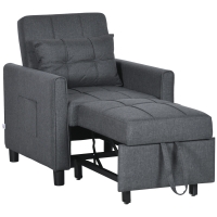 HOMCOM 3-in-1 Convertible Chair Bed, Multi-Functional Single Sofa Bed, Pull Out Sleeper Chair with Adjustable Backrest, Gray