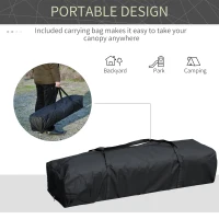 Outsunny 10' x 20' Pop Up Canopy Tent with Steel Frame, 3-Level Adjustable Height and Storage Bag, Instant Sun Shelter Event Tent for Patio Backyard and Garden, Brown(m-5)