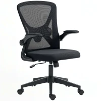 Vinsetto Mid-Back Mesh Home Office Chair, Ergonomic Computer Task Chair with Lumbar Back Support, Adjustable Height, and Flip-Up Arms, Black(m-1)