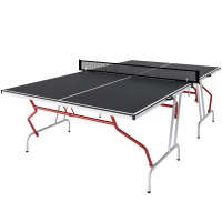 Soozier Full Size Table Tennis Table, Folding Ping Pong Table with Paddles and Balls, Charcoal Gray(m-11)