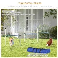 PawHut 4pc Dog Agility Training Equipment Set with Spray Water Tube, White(m-7)