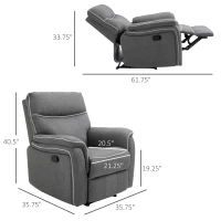 HOMCOM Manual Recliner Armchair with Thick Padded Headrest, Back and Footrest and Adjustable 150 Degree Angle, Grey(m-3)