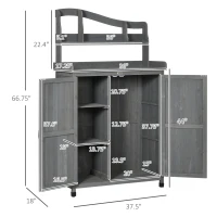 Outsunny Outdoor Storage Cabinet & Potting Table, Wooden Gardening Bench with Patio Cabinet and Magnetic Doors, Grey(m-3)