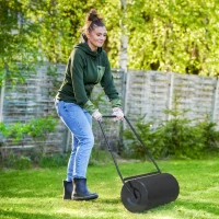 Outsunny 46L Lawn Roller, Push/Tow Behind Sod Roller with U Shaped Handle, Water Filled Yard Roller for Garden, Lawn, Backyard(m-2)