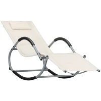 Outsunny Outdoor Rocking Chair, Chaise Lounge Pool Chair for Sun Tanning, Sunbathing Rocker, Armrests & Pillow for Patio, Lawn, Beach, Large, Beige(m-11)