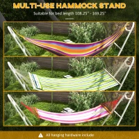 Outsunny Hammock Stand, Portable Adjustable Steel Frame Hammock Stand, Weather Resistant, 10.3', 550 lbs. Capacity, White(m-5)