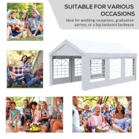 Outsunny 19.7' x 9.7' Heavy Duty Party Tent & Carport with Removable Sidewalls and Double Doors, Large Canopy Tent, Sun Shade Shelter, for Parties, Wedding, Outdoor Events, BBQ, White(m-4)