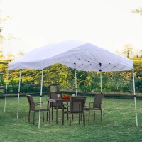 Outsunny 10' x 20' Heavy Duty Pop Up Canopy with Easy Set-Up Design, 3-Level Adjustable Height, Roller Bag, Event Tent for Patio Backyard Garden Wedding Party(m-2)