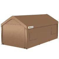 Outsunny 10' x 20' Carport, Heavy Duty Portable Garage, with 4 Mesh Windows and 2 Doors, Tan(m-1)