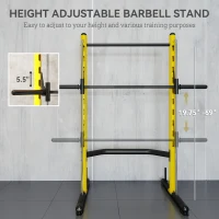 Soozier Squat Rack with Pull Up Bar and Barbell Bar Adjustable Bench Press Multi-Function Weight Lifting Half Rack, Yellow(m-5)