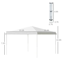 Outsunny 13' x 13' Pop Up Canopy Tent, Instant Sun Shelter, Tents for Parties, Height Adjustable for Outdoor, Garden, Patio, Parties, White(m-9)