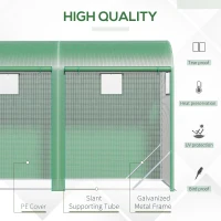 Outsunny 10' x 3' x 7' Walk-in Lean-to Greenhouse, Steel, 4 Zipper Roll-up Windows & 2 Doors, UV Protecting PE Cover, Green(m-4)