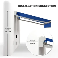 Outsunny 8' x 6.6' Patio Retractable Awning, Manual Exterior Sun Shade Deck Window Cover, Blue(m-7)
