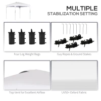 Outsunny 8' x 8' Pop Up Canopy Tent with Wheeled Carry Bag and 4 Sandbags, Instant Sun Shelter, Tents for Parties, Height Adjustable, for Outdoor, Garden, Patio, White(m-7)