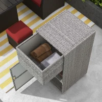 Outsunny Outdoor Towel Rack for Pool w/ Drawer & Cabinet, Gray(m-7)