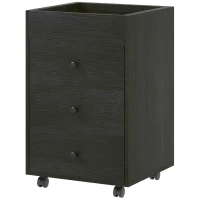 HOMCOM 3 Drawer File Cabinet on Wheels Mobile Home Office Storage Cabinet with Top Tray Under Desk Printer Stand, Walnut(m-1)