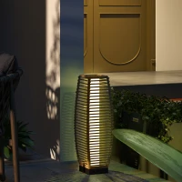 Outsunny Solar Floor Lamp, Outdoor Rattan Garden Lantern Pathway Light & Decorative Driveway Lighting with Auto LED Lights, Sand(m-2)