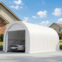 Outsunny 10' x 16' Carport, Heavy Duty Portable Garage Storage Tent with Large Zippered Door, Anti-UV PE Canopy Cover, White(m-10)