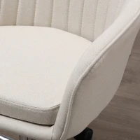 Vinsetto Mid-Back Task Chair, Fabric Home Office Chair, Swivel Desk Chair with Tub Shape Design & Lined Pattern Back for Living Room, Bedroom, Beige(m-7)